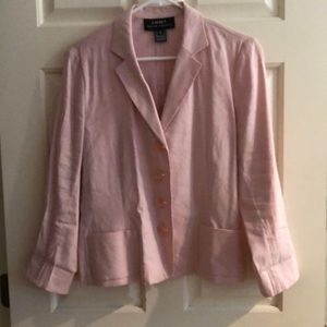 Ralph Lauren pink linen 4 button blazer with two pockets. Size 12